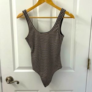 NWOT striped tan/black body suit